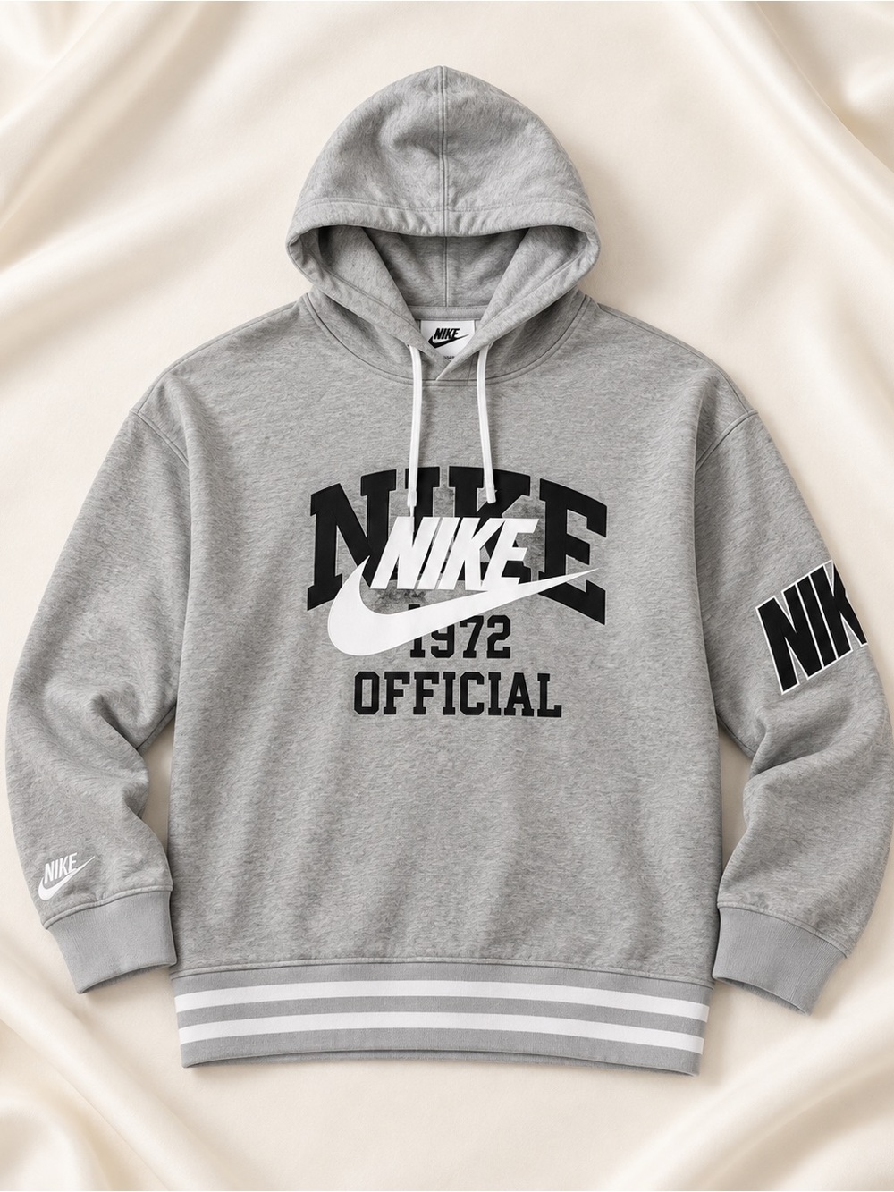 Nike Grey Logo Pullover Hoodie with White Swoosh